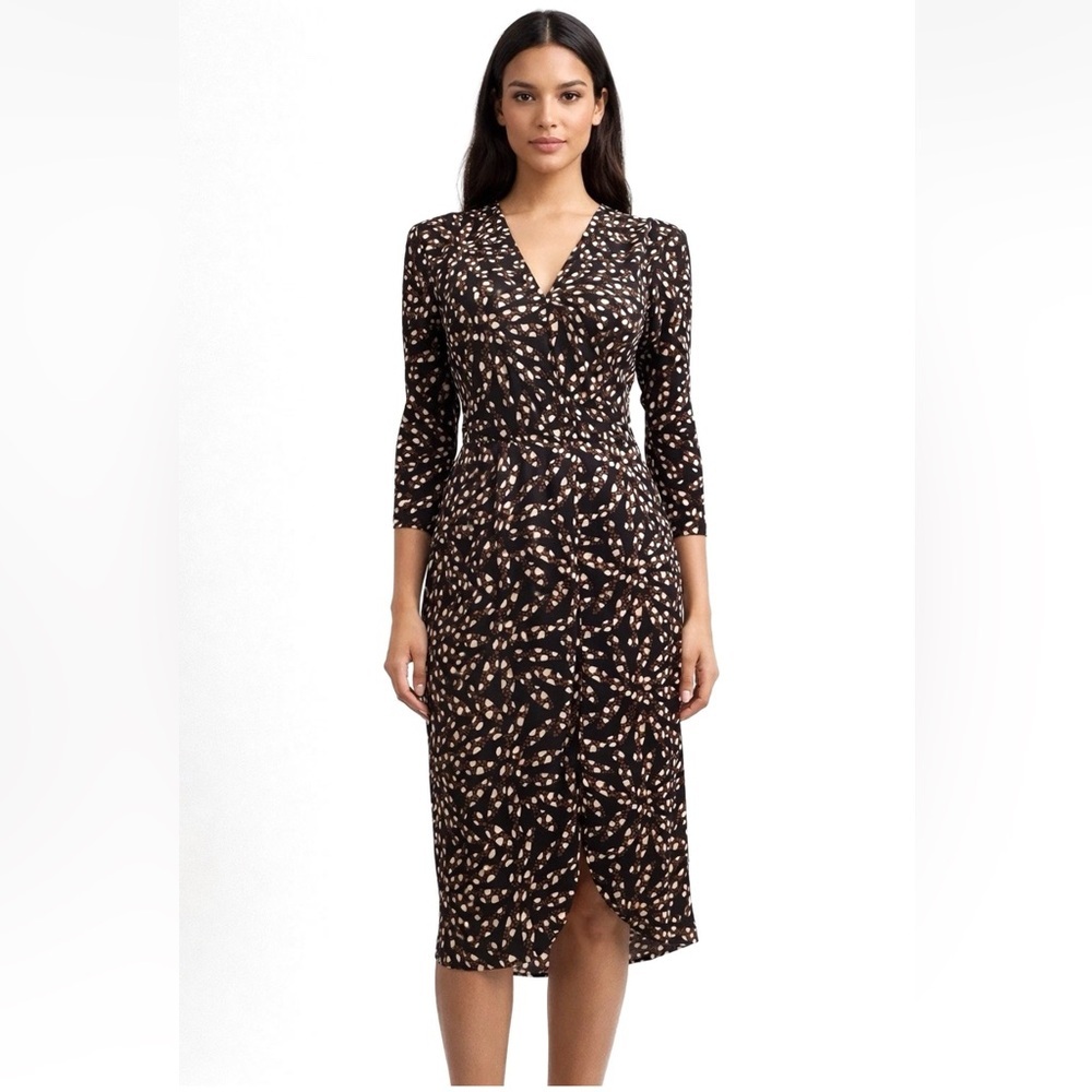 Tucker NYC 100% Silk Geometric Midi Wrap Dress Size Small Pullover Made in USA